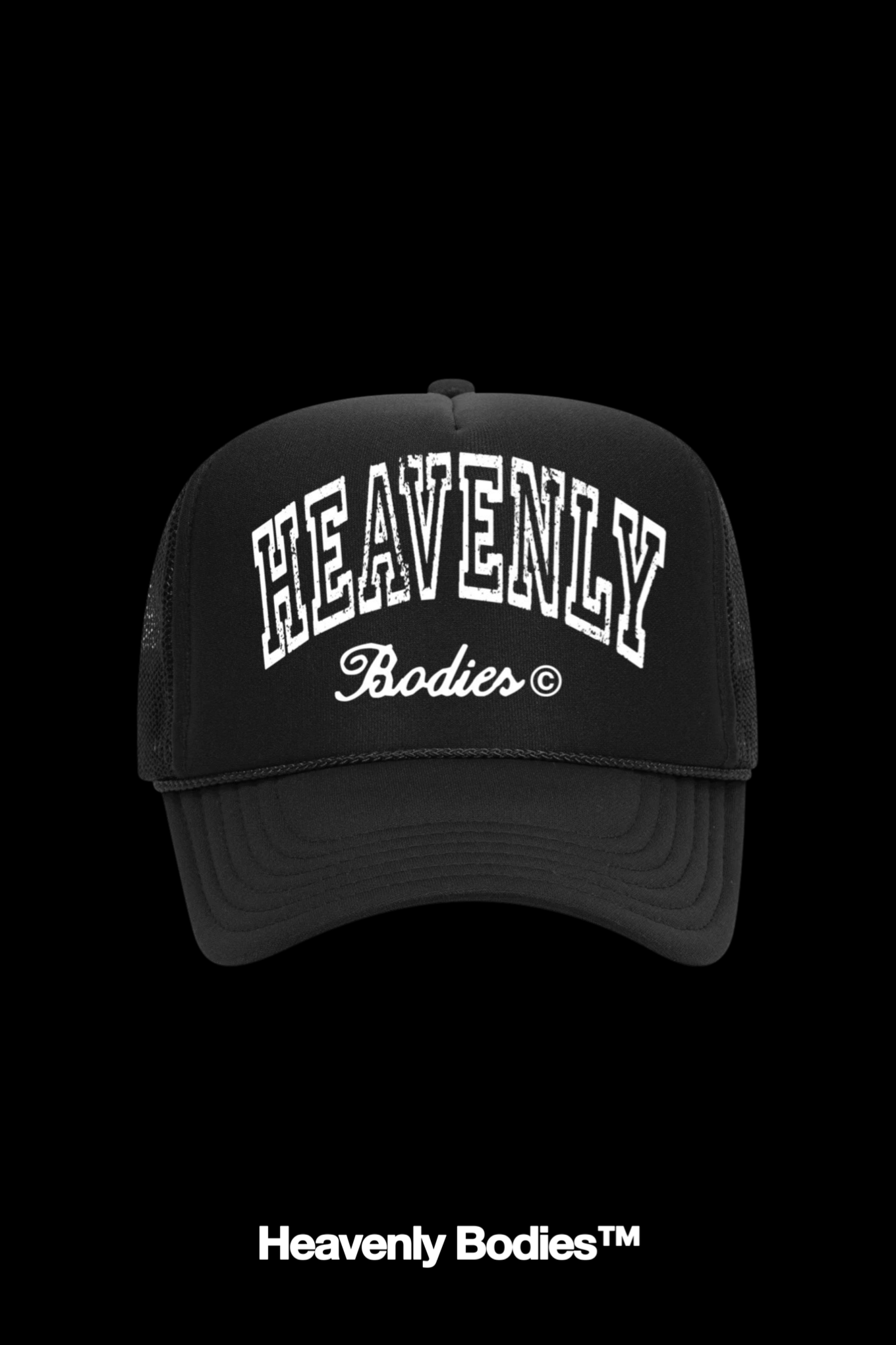 All Black "Heavenly Bodies" Trucker Hat